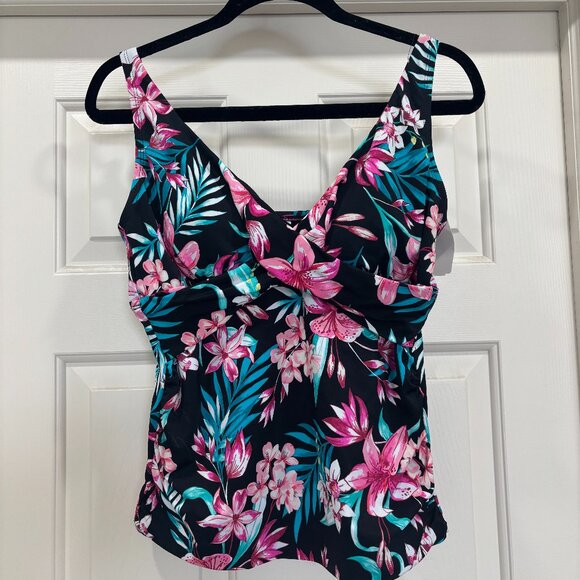 NWT Bal Harbour Swim - Tropical Print Tankini Swim Top - Picture 1 of 6